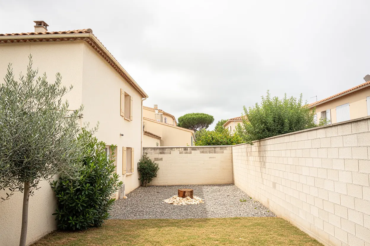 Jardin dégagé après démontage du pin au Cannet